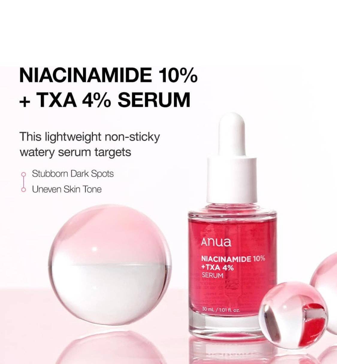 Sérum correcteur de taches foncées ANUA 10 % niacinamide + 4 % TXA, 30 ml